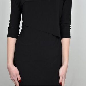Joseph Ribkoff Black Tiered Ruffle Black 3/4 Sleeve Mini Dress Sz 4